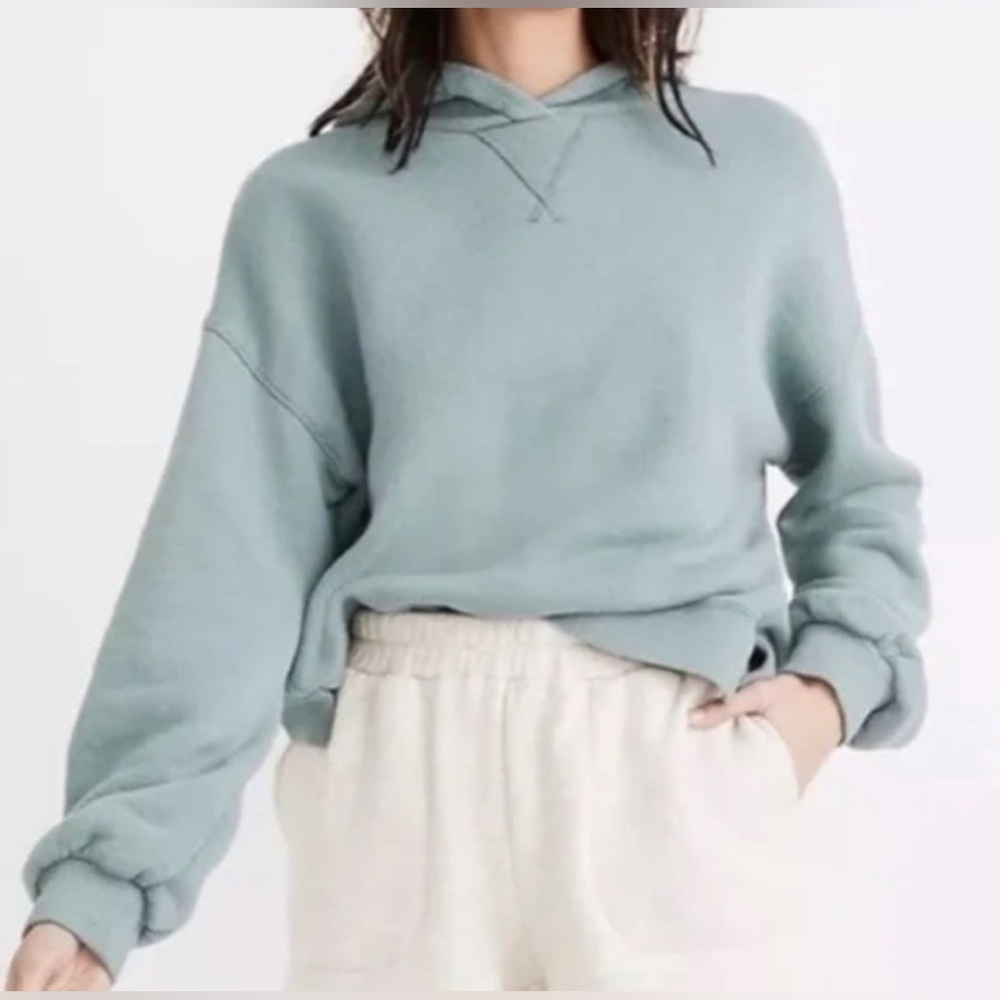 Madewell MWL Airyterry Hooded Sweatshirt Green Size Medium
